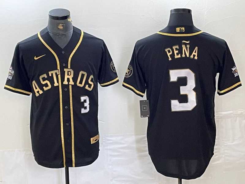 Men's Houston Astros #3 Jeremy Pena Black Gold Player Number Cool Base Jersey,We sell and wholesale Men's Houston Astros #3 Jeremy Pena Black Gold Player Number Cool Base Jersey on line form chian!